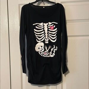 Black Skeleton Maternity Top